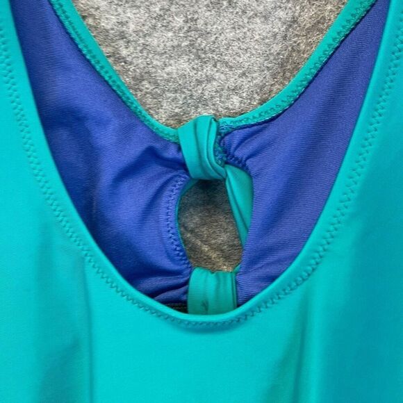 NWT OLD NAVY Women’s Swimsuit XL One-Piece Knot Front Cutout Teal Blue Bathing - Picture 12 of 15